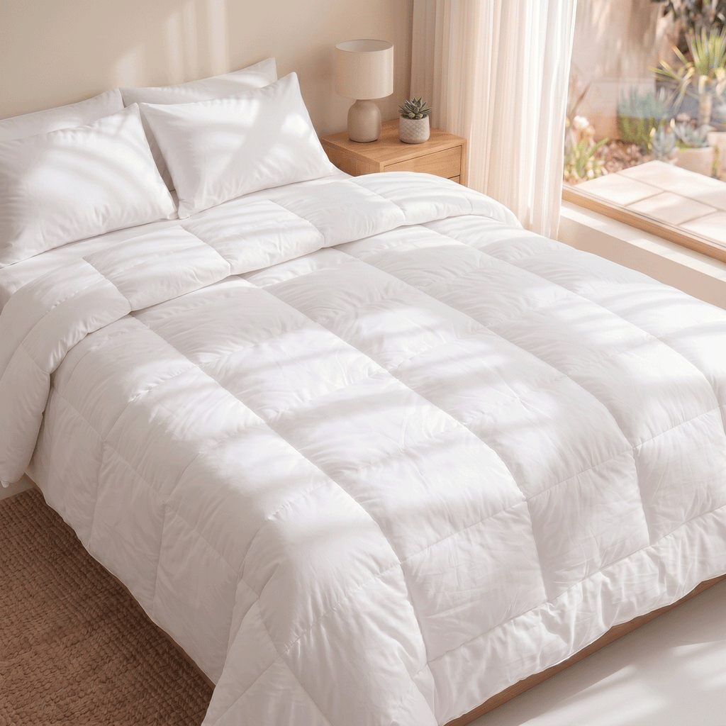 All-Season Duvet with 100% Cotton Cover & Feather-Like Poly Down Filling Hotel Quality