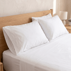 100% Cotton Plain White Sateen Sheet Set with Pillowcases 400 TC Hotel Quality