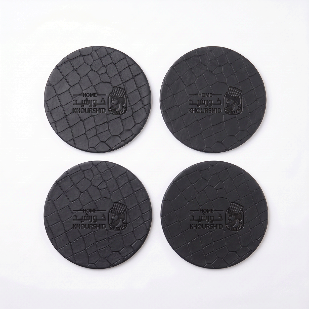 Alligator-like texture Leather Coasters 4 Pieces