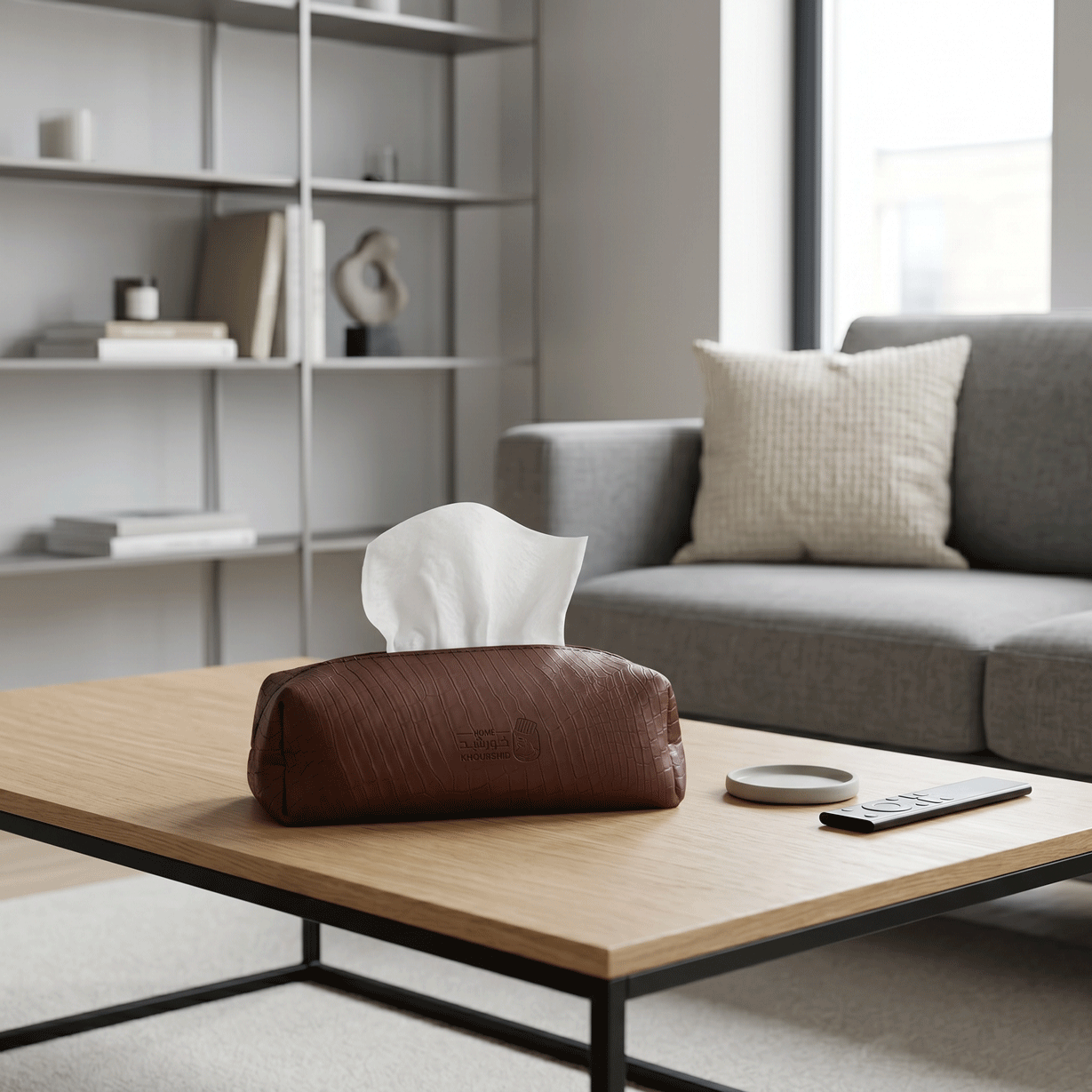 Alligator-like texture Leather Tissue Box