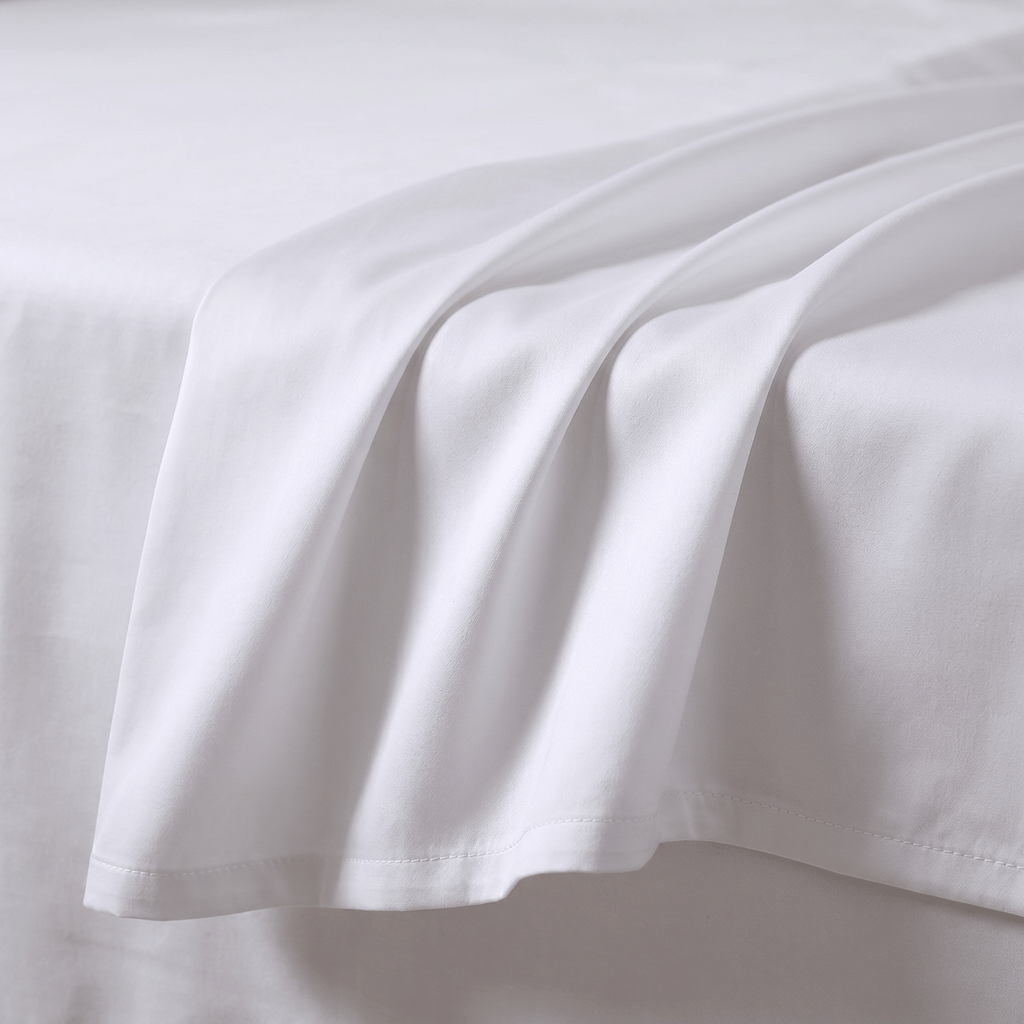 100% Cotton Plain White Sateen Sheet Set with Pillowcases 400 TC Hotel Quality